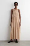 Cos Gathered Halterneck Maxi Dress In Beige