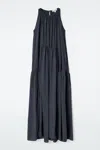 Cos Gathered Halterneck Maxi Dress In Blue