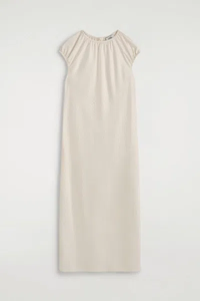 Cos Gathered Midi Dress In White
