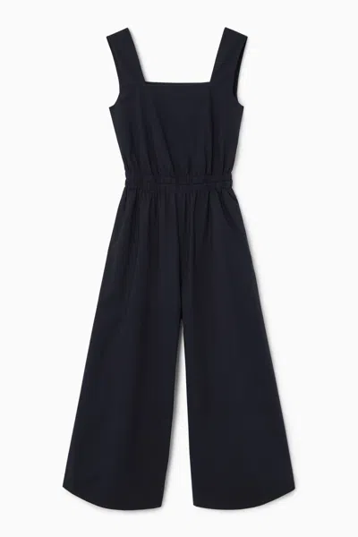 Cos Gathered Open-back Jumpsuit In Blue