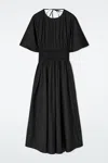 Cos Gathered Open-back Midi Dress In Black