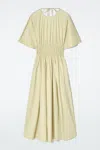 Cos Gathered Open-back Midi Dress In Green