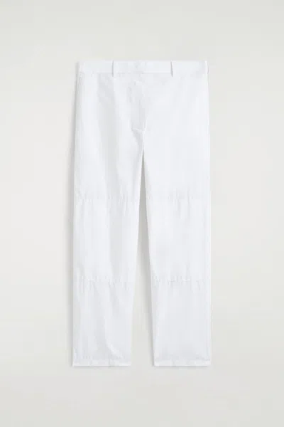 Cos Gathered Panelled Cotton Trousers In Bianco In White