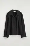 Cos Gathered Pima Cotton Shirt In Black