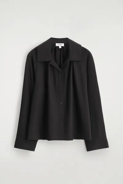 Cos Gathered Pima Cotton Shirt In Black