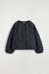 Cos Gathered Quilted Down Jacket In Blue