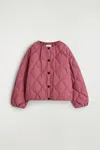 Cos Gathered Quilted Down Jacket In Pink