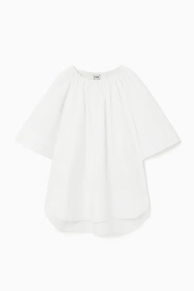 Cos Gathered Short-sleeved Blouse In White