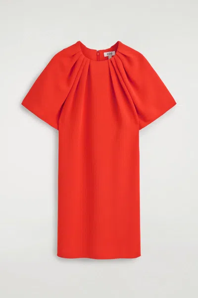 Cos Gathered Short-sleeved Mini Dress In Orange
