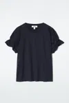 Cos Gathered-sleeve T-shirt In Blue