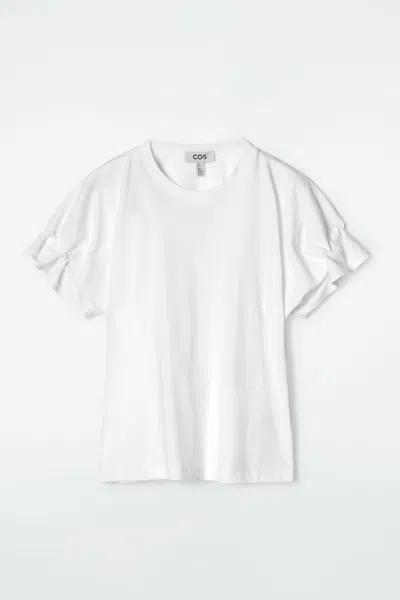 Cos Gathered-sleeve T-shirt In White