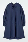 Cos Gathered Tie-detail Dress In Blue