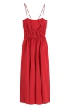 Cos Gathered Waist Midi Dress In Red