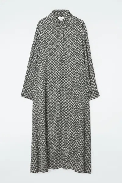 Cos Geometric-print Maxi Shirt Dress In Green