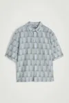 Cos Geometric-print Short-sleeved Shirt In Light Blue In Light Blue