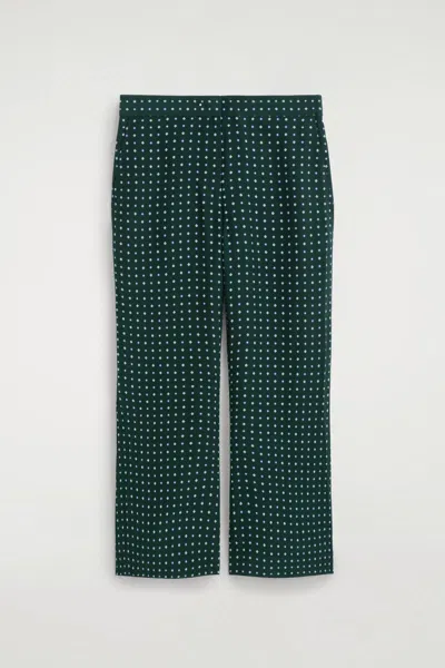 Cos Geometric-print Cropped Flared Pants In Green