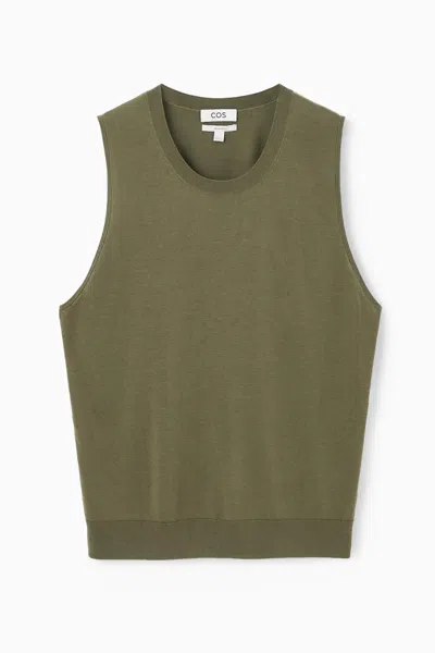 Cos Gestricktes Tanktop Aus Seide In Khaki