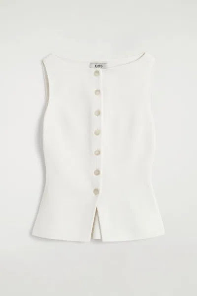 Cos Gilet En Crêpe De Coton Mélangé In Blanc