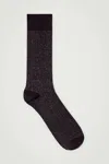 Cos Glittered Ribbed Socks In Black