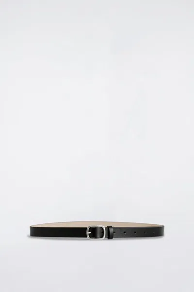 Cos Grained-leather Belt In Black