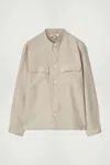 Cos Grandad-collar Linen Overshirt In Beige