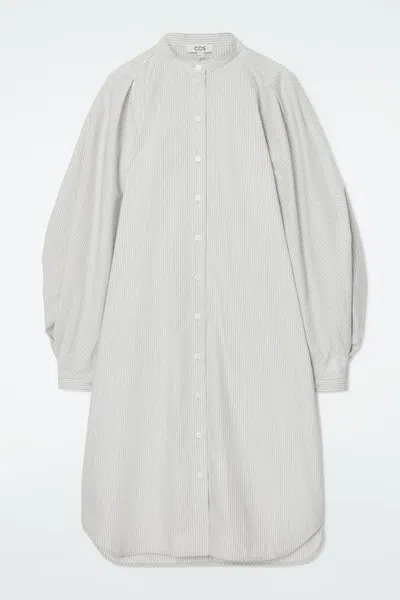 Cos Grandad-collar Midi Shirt Dress In Beige