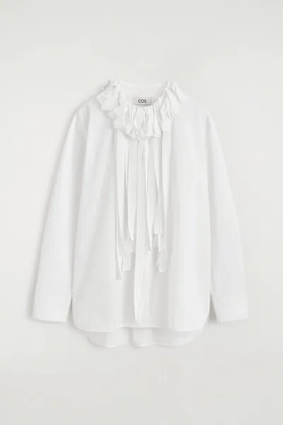 Cos Grosgrain Bib-front Cotton Shirt In White