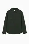 Cos Half-placket Utility Overshirt In Green