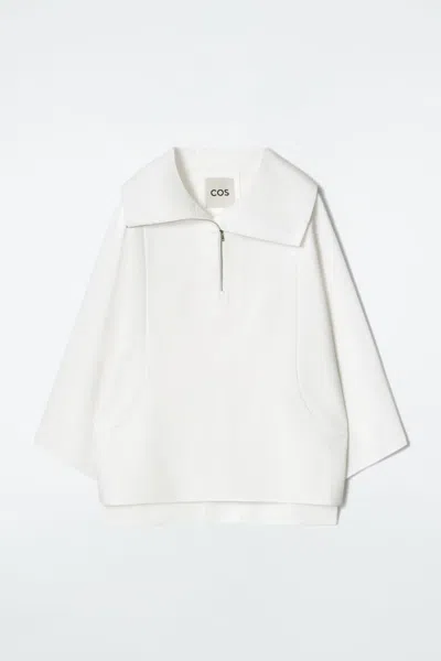 Cos Half-zip Blouson Shirt In White