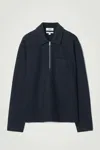 Cos Half-zip Wool-blend Sweater In Blue