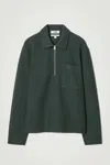 Cos Half-zip Wool-blend Sweater In Green