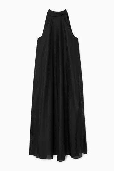 Cos Halterneck A-line Maxi Dress In Black