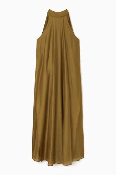 Cos Halterneck A-line Maxi Dress In Yellow