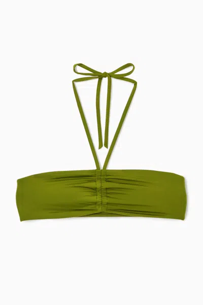 Cos Halterneck Bandeau Bikini Top In Green