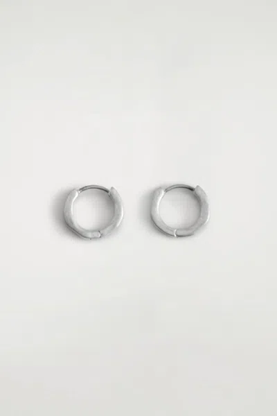 Cos Hammered Mini Hoop Earrings In Silver