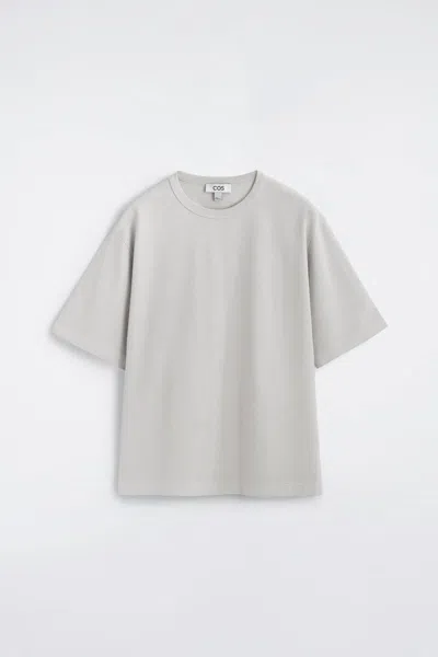 Cos Heavyweight Cotton T-shirt In Light Blue In Gray