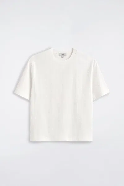 Cos Heavyweight Ribbed T-shirt In White