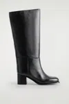 Cos Heeled Leather Knee Boots In Black
