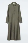 Cos Herringbone Maxi Shirt Dress In Green