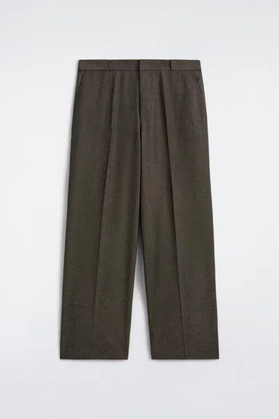 Cos Herringbone Oversized Wide-leg Trousers In Brown