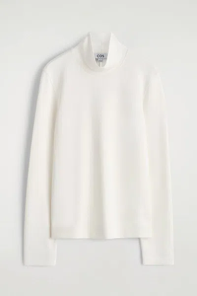 Cos High-neck Jersey Top In White
