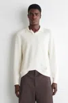 Cos Honeycomb-knit Polo Shirt In White