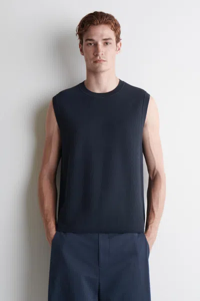 Cos Honeycomb-stitch Tank Top In Blue