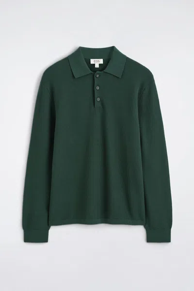 Cos Honeycomb-knit Polo Shirt In Green