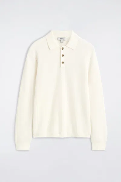 Cos Honeycomb-knit Polo Shirt In White