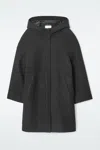 Cos Hooded Boiled-wool Coat In Black