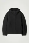 Cos Funnel-neck Wool Hooded Jacket In Black