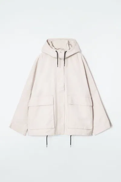 Cos Hooded Cotton Utility Jacket In Beige