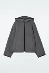 Cos Hooded Double-faced Wool Jacket In Grey