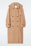 Cos Hooded Wool Duffle Coat In Beige